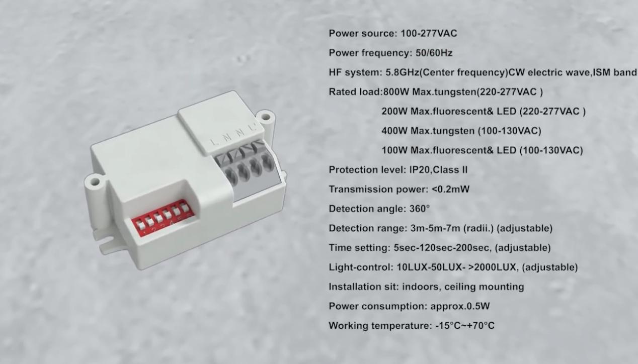 PDLUX PD-MV1031-5.8GHz 360 ° ஸ்மார்ட் லைட்டிங் மற்றும் பாதுகாப்புக்காக மைக்ரோவேவ் மோஷன் சென்சார் தொடங்குகிறது