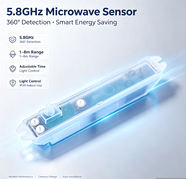 PD-MV1020 5.8GHz மைக்ரோவேவ் சென்சார் | மறைக்கப்பட்ட நிறுவல், விளக்குகளுக்கு குறைவான தவறான தூண்டுதல்கள்